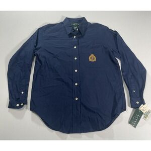 Ralph Lauren Point Embroidery Long Sleeve Shirt Women's Size 6 Blue